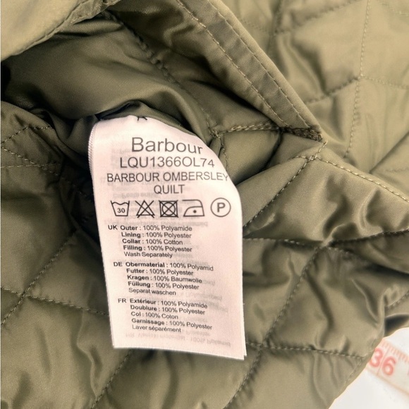Barbour Ombersley quilted jacket Barn Jacket US 4 Olive Green  NWT - Picture 7 of 13